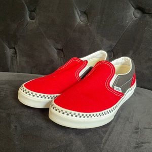 Vans Slip On Checkerboard Skate Shoe Red & Black